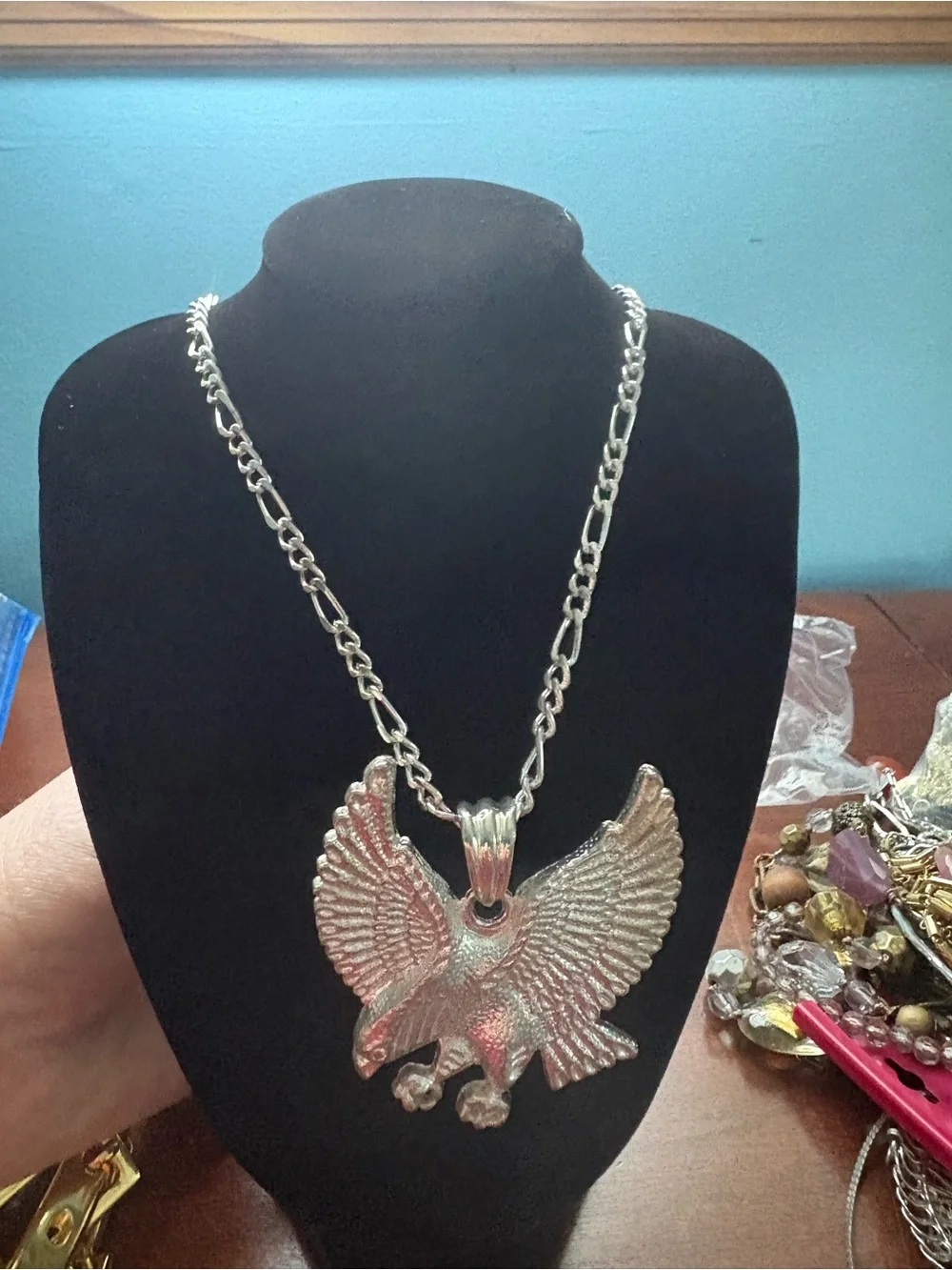 Silver tone Eagle Pendant Necklace - Bold Silver Tone Women’s Jewelry